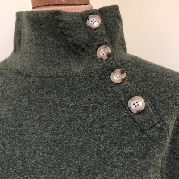J Crew Wide Button Collar Sweatshirt Size XS Forest Green Cloudspun Fleece - Picture 3 of 11